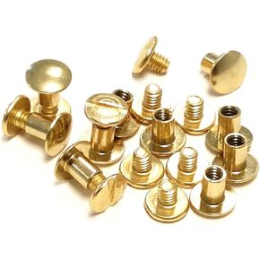 10 pack 1/4 Brass Plated Gold Chicago Screws Leather Repair Screw Post Fastener