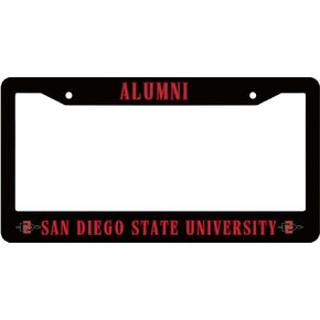 Funny License Plate Frame SAN Diego State University - Alumni Text License Plate Holder Stainless Steel - Standart Cars USA Tag Frame for Front and Rear - Decorative Licenses Plate 2 Holes
