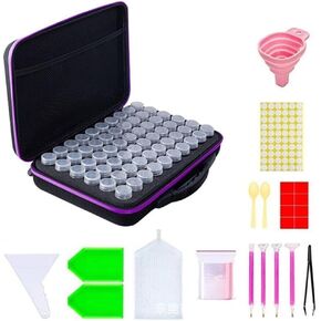 60 Grids Bead Organizer and Storage Diamond Painting Containers Portable Plastic Case Box Arts Crafts Storage for Seeds Beads Sewing Cosmetic Nail Glitter Powder Small Parts Rhinestones