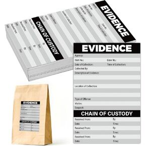 Lesnala 120Pcs Evidence Label Sticker Self-Adhesive Tags for Forensics Class Investigation Theme Birthday Party Supplies 6 X 4 Inch