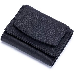Small Wallet For Women RFID Leather Compact Card Wallets Womens Thin Front Pocket Purse (Red)