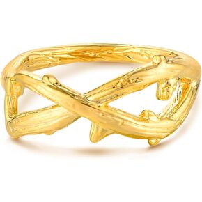 Gold X Ring for Women Tree Branch Criss Cross Crossover 14K Gold Plated Minimalist Stack Thin Band Finger Jewelry Size 6-8