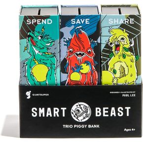 Smart Beast Trio Piggy Bank: 3-in-1 Money-Wise Educational Piggy Bank …
