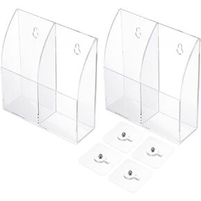 PATIKIL Remote Control Holder, 2 Pack Acrylic Wall Mount Caddy Organizer 2-Slot Media Storage Box for Home Office, Clear