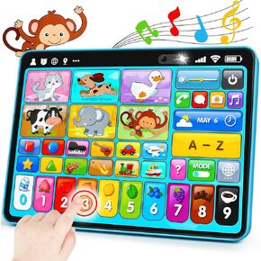 Learning Tablet for Toddlers 1-3 Trilingual Learning Toys with Music & Sound, Montessori Speech Therapy Toys for 1 Year Old Boy Girl Musical Baby Toys 12-18 Months STEM Toddler Toys Age 1-2 2-3 Gifts
