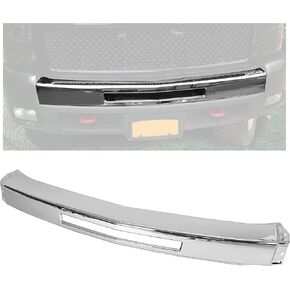 ECOTRIC Impact Bar Compatible with 2007-2013 Chevy Silverado 1500 2500 3500 Pickup Front Bumper Impact Face Bar Chrome Steel Replace For GM1002831 15941850