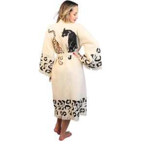 ICONIUM FASHION Leopard Printed Kimono, Turkish, Muslin Ethnic Kimono, Bathrobe, Boho Beachwear, Spa Robe,Beachwear Cover Up