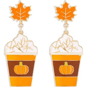 Thanksgiving Fall Earrings for Women, pumpkin Maple Leaf Drop Dangle Earrings for Women,Lightweight Festival Holiday Autumn Thanksgiving Festival Earrings