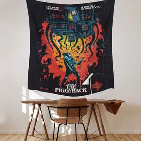 RoomMates TAP5353LG: Stranger Things X Butcher Billy The Piggyback Tapestry, 52 inches x 60 inches, Black, red, Blue