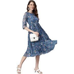 Janasya Indian Women's Floral Print Dress