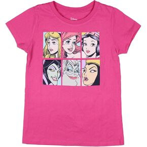 Disney Princess Girls' 3 Princesses 3 Villains Graphic Block T-Shirt