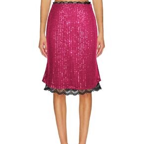 WISFRUIT Women's Sequin Skirt Stretchy Glitter Sparkle Lace Trim Bodycon Pencil Skirt Elegant Night Out Party Midi Skirts