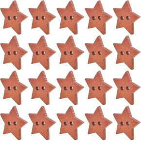 200pcs Wooden Star Buttons with 2 Holes Star Shape Sewing Knitting Wood Buttons Accessories DIY Sewing Clothes Craft Projects Scrapbooking Decoration, Vintage Coffee Color