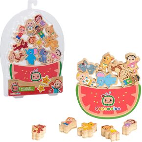 COCOMELON Best Friends Wooden Balance Blocks, Recycled Wood, Officially Licensed Kids Toys for Ages 18 Month by Just Play