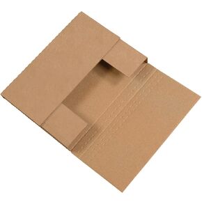 Boxes Fast BFM2BKK Corrugated Cardboard Easy-Fold Mailers, 12 1/8 x 9 1/8 x 2 Inches, Fold Over Mailers, Adjustable Die-Cut Shipping Boxes, Multi-Depth, Large Kraft Mailing Boxes (Pack of 50)