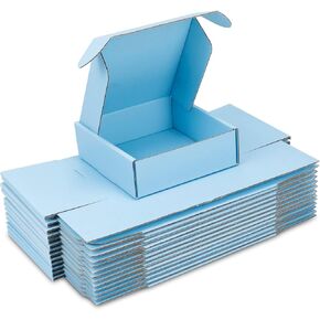 25 Pack Shipping Boxes, 6 x 6 x 2 inch Corrugated Cardboard Packing Small Mailer Box for Mailing Business Packaging, Gifts, Decorations, Blue Kraft