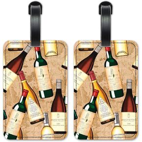 Wine Bottles - Image by Dan Morris - Luggage ID Tags - Suitcase Identification Cards - Set of 2