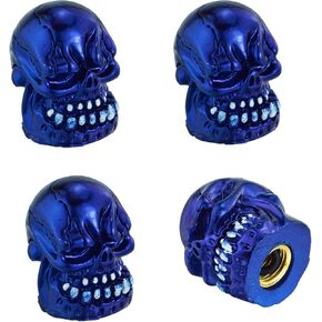 Lunsom Skull Tire Valve Cap Dustproof Air Stem Cover Car Accessories Fit Most Vehicle Motorcycles Bike (4PCS Silver)