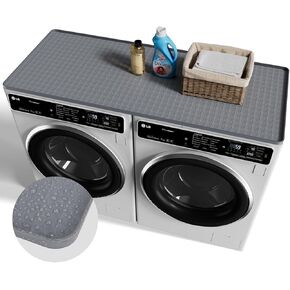 Washer Dryer Top Protector 51.2" x 25.6", Silicone Washer and Dryer Countertop Protector Mat, Non-slip Waterproof Washing Machine Mat for Laundry Kitchen