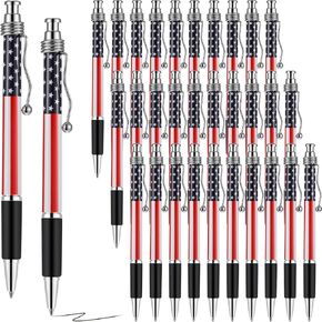 32 Pcs American Flag Ballpoint Pen USA Patriotic Themed Pens 1.0mm Black Ink Ballpoint Pens Independence Day Gel Ink Pen for Writing Signing Home School Office Supplies Party Decor Favor (Flag)