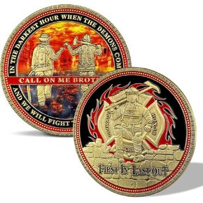Firefighter Challenge Coin Gift Thin Red Line Maltese Cross Fireman Prayer Coin
