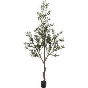 Retrograde 7ft Realistic Fake Olive Tree Silk Plant Artificial Trees for Home Decor Indoor Faux Olive Tree