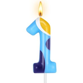 Number 3 Blue Dog Birthday Number Candle Cartoon Themed Birthday Candle Cake Topper Candle Decorations for Boys Girls Kids Birthday Party Supplies