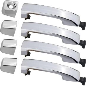 4PCS Exterior Door Handle Compatible with Toyota Tundra 2007-2020 Chrome Front Rear Driver Passenger Side Replaces 69210-0C020 69217-0C020 69217-0C040