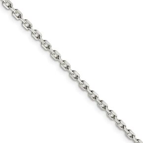 The Black Bow 2.75mm Sterling Silver Solid Beveled Oval Cable Chain Necklace
