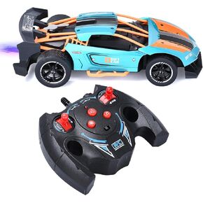 Top Race RC Drift Cars - Scale Remote Control Drift Cars with Smoking Function, Li-ion Battery - Forward/Backward/Turn Left & Right -Drift RC Cars for Adults - Blue and Orange