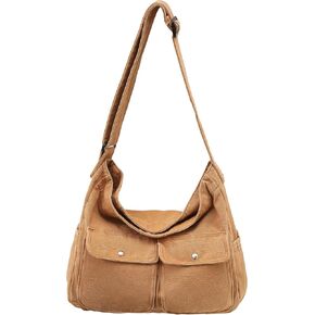 Canvas Messenger Bag Large Hobo Crossbody Bag for Women and Men Canvas Shoulder Tote Bag with Multiple Pockets for Work