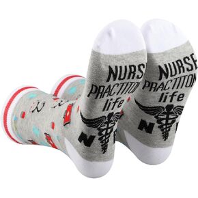 PXTIDY 2 Pairs Nurse Practitioner Socks NP Appreciation Gifts Nursing School Graduation Gifts NP Nurse Gift NP Socks