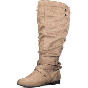 mysoft Women's Wide/Extra Wide Calf Knee High Boots Flat Wide Width Tall Boots with Side Zippers