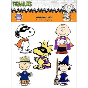Peanuts Halloween Multi Character Window Cling with Snoopy Woodstock Charlie Brown Linus and Lucy