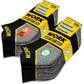 WORK Men's Short Socks Black Ankle Length 10 Pairs