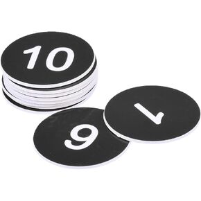 MECCANIXITY Plastic Number Tag, 1-10 Digital Tags Sign Tag Acrylic Engraved Black with Self-Adhesive, Pack of 10