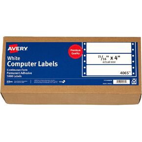 Avery 04065 White Continuous Form Hi- Speed (5000, 4x15/16 Labels)