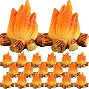 Toyvian 20pcs Miniature Campfire Model Landscaping Props Dollhouse Ornament Fake Fire Decoration Handicraft Resin Mini Fire Beads