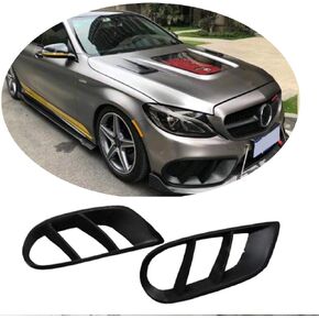 MCARCAR KIT Carbon Fiber Fog Lamp Grill Cover for Mercedes Benz C Class W205 C205 A205 Sport C43 AMG 2015-2018 C200 C300 C350 C400 Front Bumper Light Grille Air Vent Trims