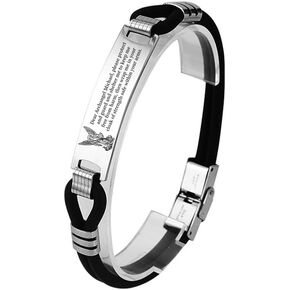 The Warrior Archangel St. Michael Protection Bracelet, Stainless Steel Catholic Christ Godness Saint Michael Prayers Mesh Wrist Band,Religious Christian Personalized Bangle for Men Women, Customized