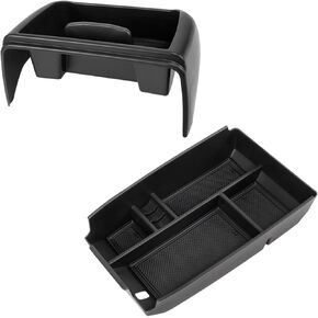 Carwiner 2 PCS Center Console Organizer Compatible with Ford Escape Accessories 2020-2024 2025, Armrest Storage Box & Dash Organizer Tray Holder Interior Insert