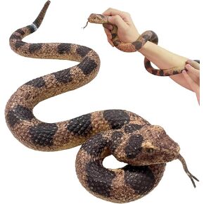 Hsxfl Realistic Fake Snakes Toy Soft Rubber Snake Realistic Keep Birds and Squirrels Away, Rattlesnake Toys for Garden Gift April Fools' Day Party Favors or Halloween Decoration Props