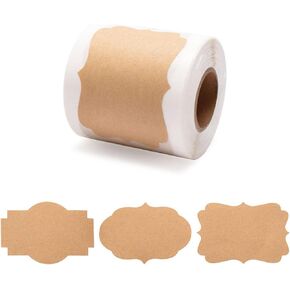 300 Pcs 2" x 3" Kraft Label Stickers Tags Name Labels Sticker Self-Adhesive Blank Stickers,Christmas Holiday Present Stickers，for Mason Jars,Craft Decorations,Envelope Labels