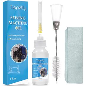 Sewing Machine Oil with Needle Tip and Double Head Brush, Universal Clear Lubricanting Oil for Most Light Machine, 1FL.OZ.