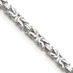Lex & Lu Sterling Silver 2mm Byzantine Chain Necklace or Bracelet