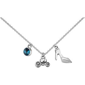 UJIMS Princess Cinderella Inspired Gifts Glass Slipper Necklace Fairy Tales Fans Jewelry for Women Princess Fan Gifts