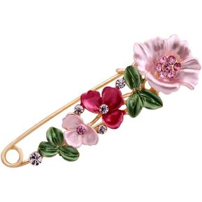 1PCS 2.96" (7.5cm) Length Metal Flower Safety Decorative Pins Brooch Clip Clasp Trimming Fastener for Clothing Scarves Shawl Buttons