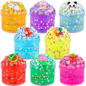 9 Pack Cloud Slime Kit for Girls and Boys,Star,Mushroom,Panda,Flower Cute Charms Slime for School Education Rewards,Desk Toy,DIY Putty Toy,Soft and Flexible,Party Favor for Kids,Stress Relief Toy