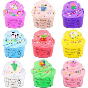 9 Pack Cloud Slime Kit for Girls and Boys,Star,Mushroom,Panda,Flower Cute Charms Slime for School Education Rewards,Desk Toy,DIY Putty Toy,Soft and Flexible,Party Favor for Kids,Stress Relief Toy