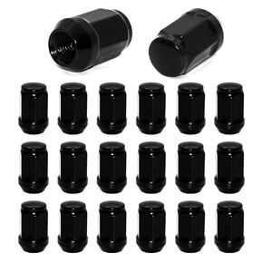 20pcs M12x1.5 Black Wheel Lug Nut, 35mm Length Cone Seat 19mm Hex, Compatible with Accord Civic CRV Element HRV Odyssey Trailblazer TSX Fusion Focus Escape Tacoma Avalon Camry